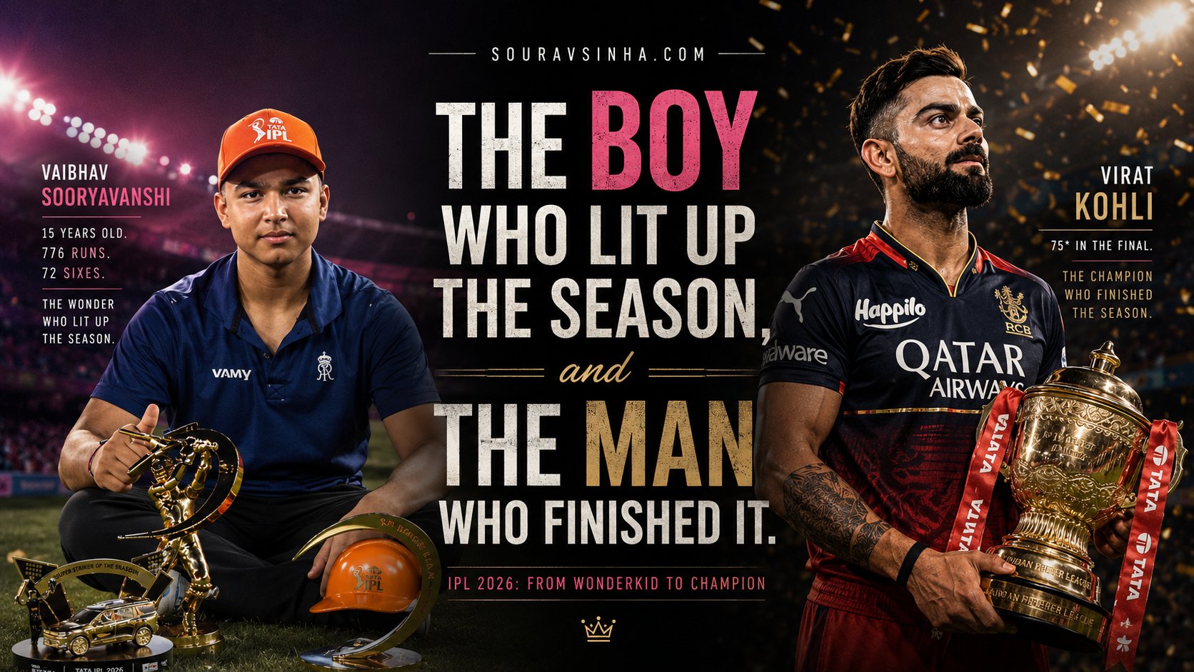 Virat Kohli lifting the IPL 2026 trophy at Narendra Modi Stadium Ahmedabad