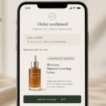 Shopify post-purchase upsell screen showing a personalised product recommendation based on a customer skin profile quiz result